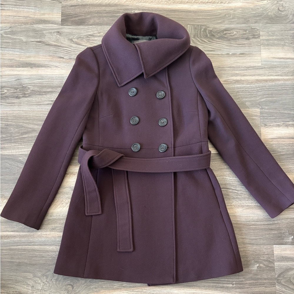 J Crew Double Cloth Wool Coat Plum 4